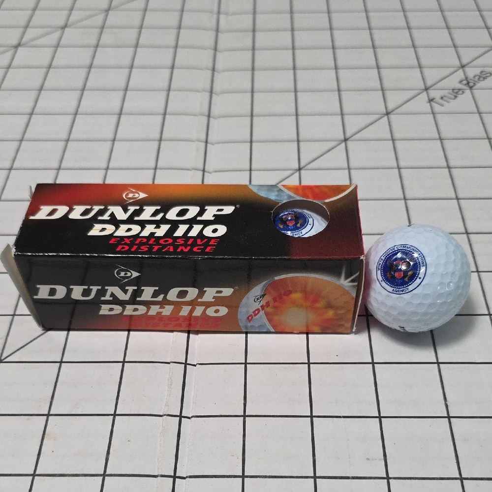 Dunlop DDH110 Set of 3 Golf Balls, NIP, White House Communications Agency Logo